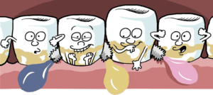 Comic-Zähne, Interdentalbürsten, Parodontitis vorbeugen